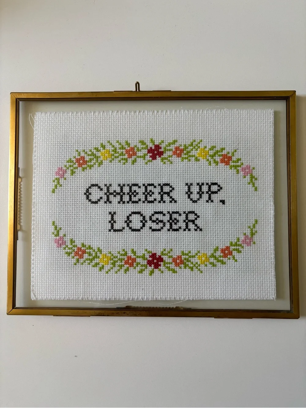 Cheer Up, Loser Floral Cross Stitch